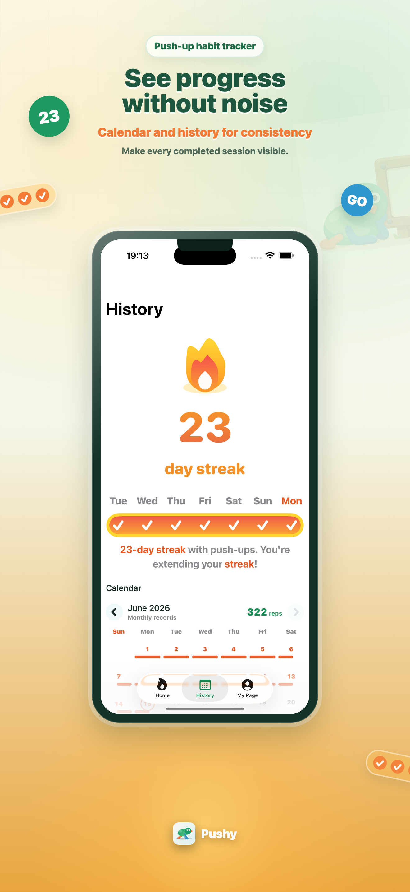 Pushy history screen